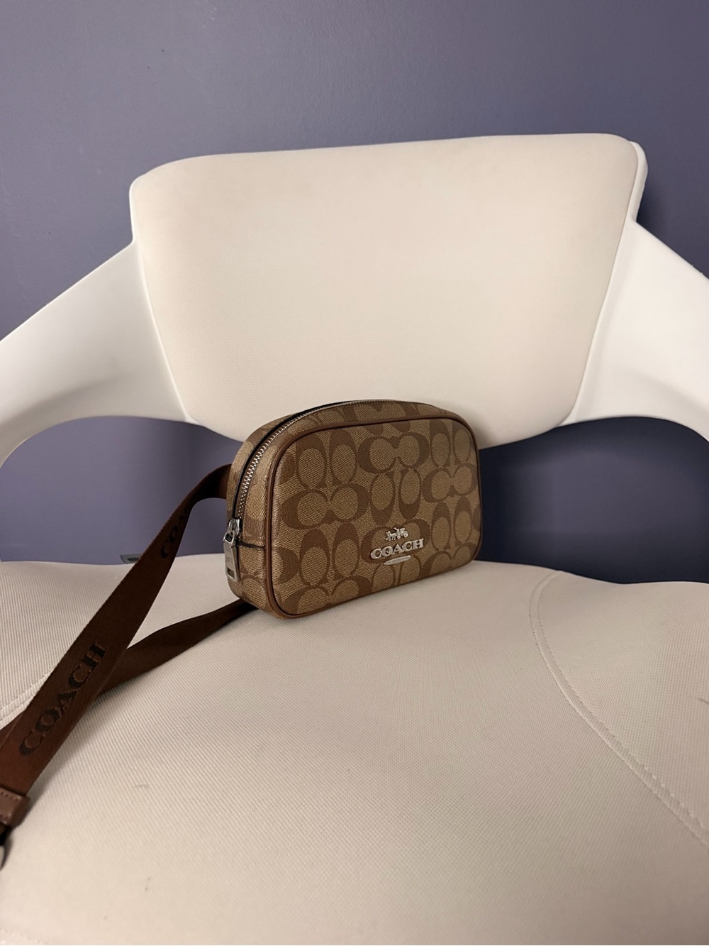 Coach Tan Signature Canvas Belt Bag